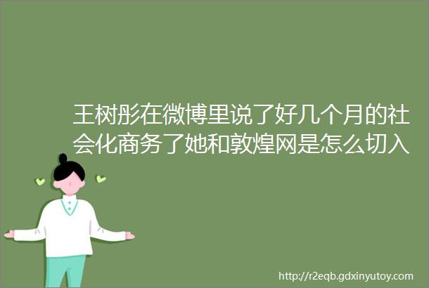 王树彤在微博里说了好几个月的社会化商务了她和敦煌网是怎么切入
